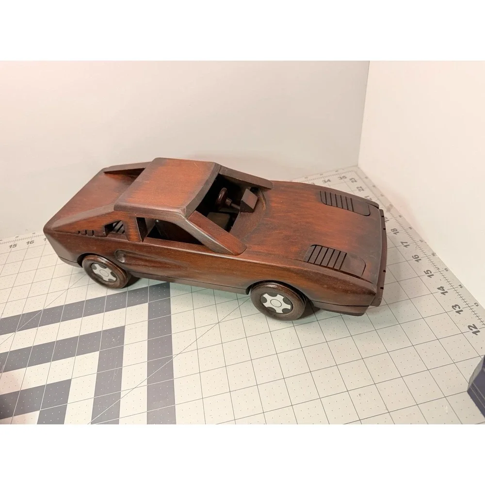 Vintage Handcrafted Wooden Sports Car Model Ferrari 308 GTB